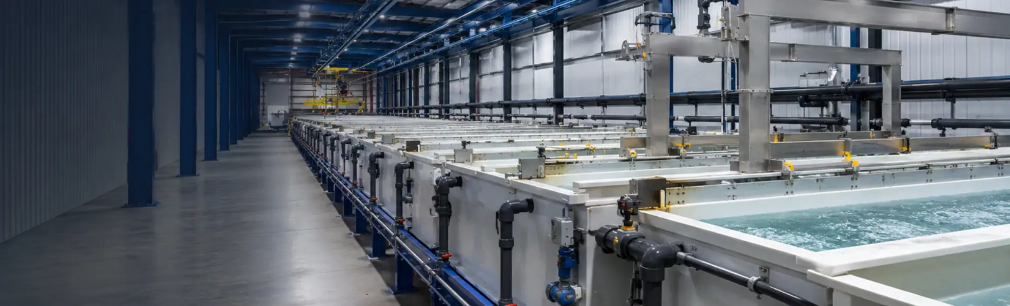 Plating and finishing line used for post-process operations on precision turned parts