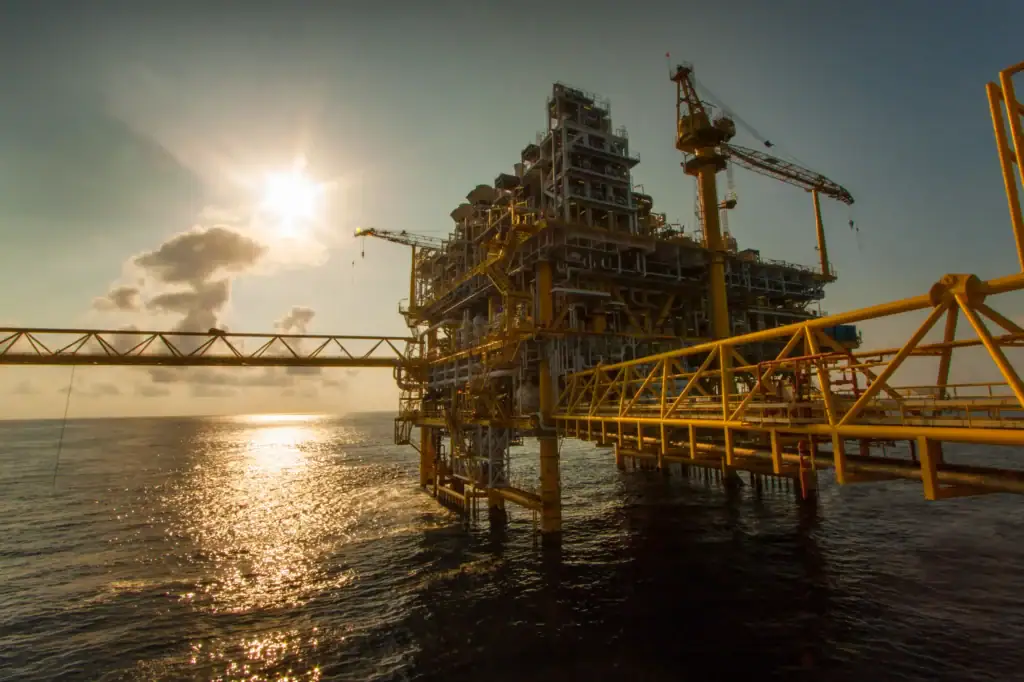 Offshore oil and gas platform served by Gates Albert precision-machined components